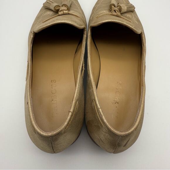 Talbots Leighton Tassel Loafers Gold Metallic Suede 8 - Picture 6 of 15